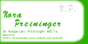 nora preininger business card